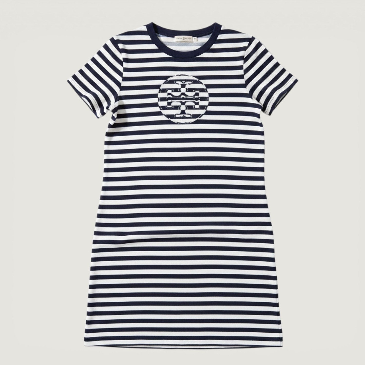 Tory Burch Striped Logo T Shirt Dress Womens Small Navy 81506 Short Sleeve